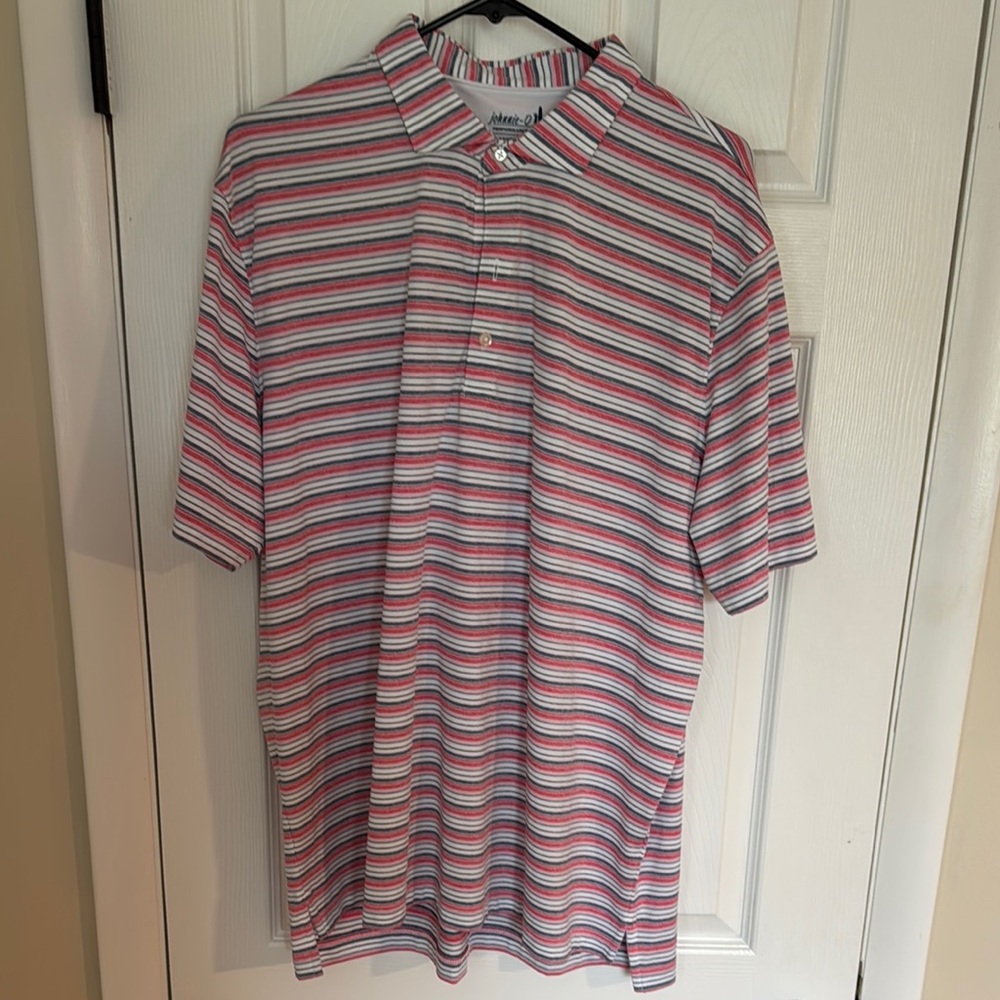 johnnie-O Pink and White Casual Button Down Shirt